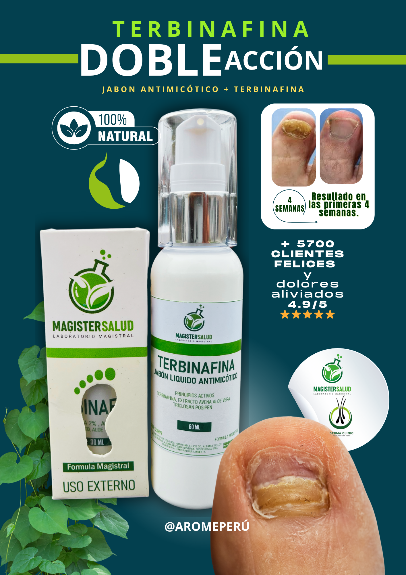 TERBINAFINA DOBLE ACCIÓN (Elimina los hongos de las uñas de tus pies) jabón Antimicótico + Terbinafina